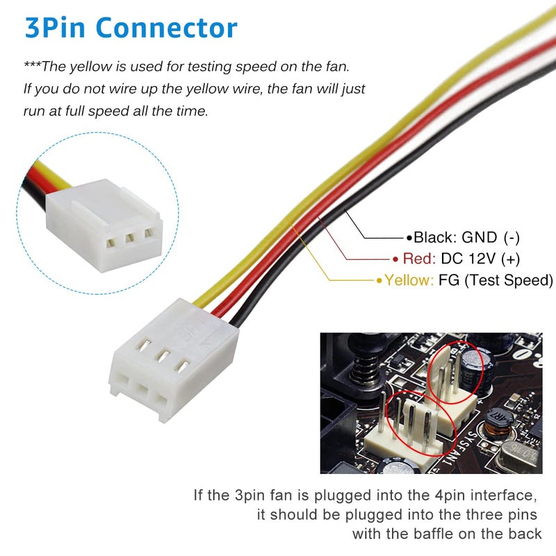 GDSTIME 70mm x 70mm x 15mm 12V 3PIN DC Brushless CPU Cooler Fan - Image 5